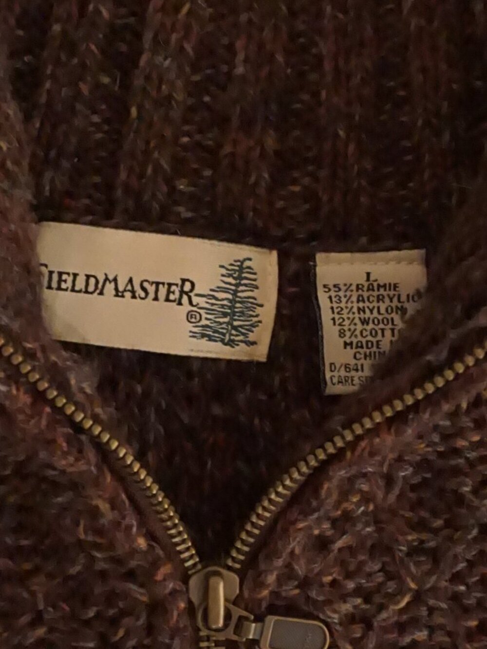 Vintage Fieldmaster Brown Grey Cream Fair Isle Jacquard Knit Half Zip Sweater XL - Picture 11 of 11